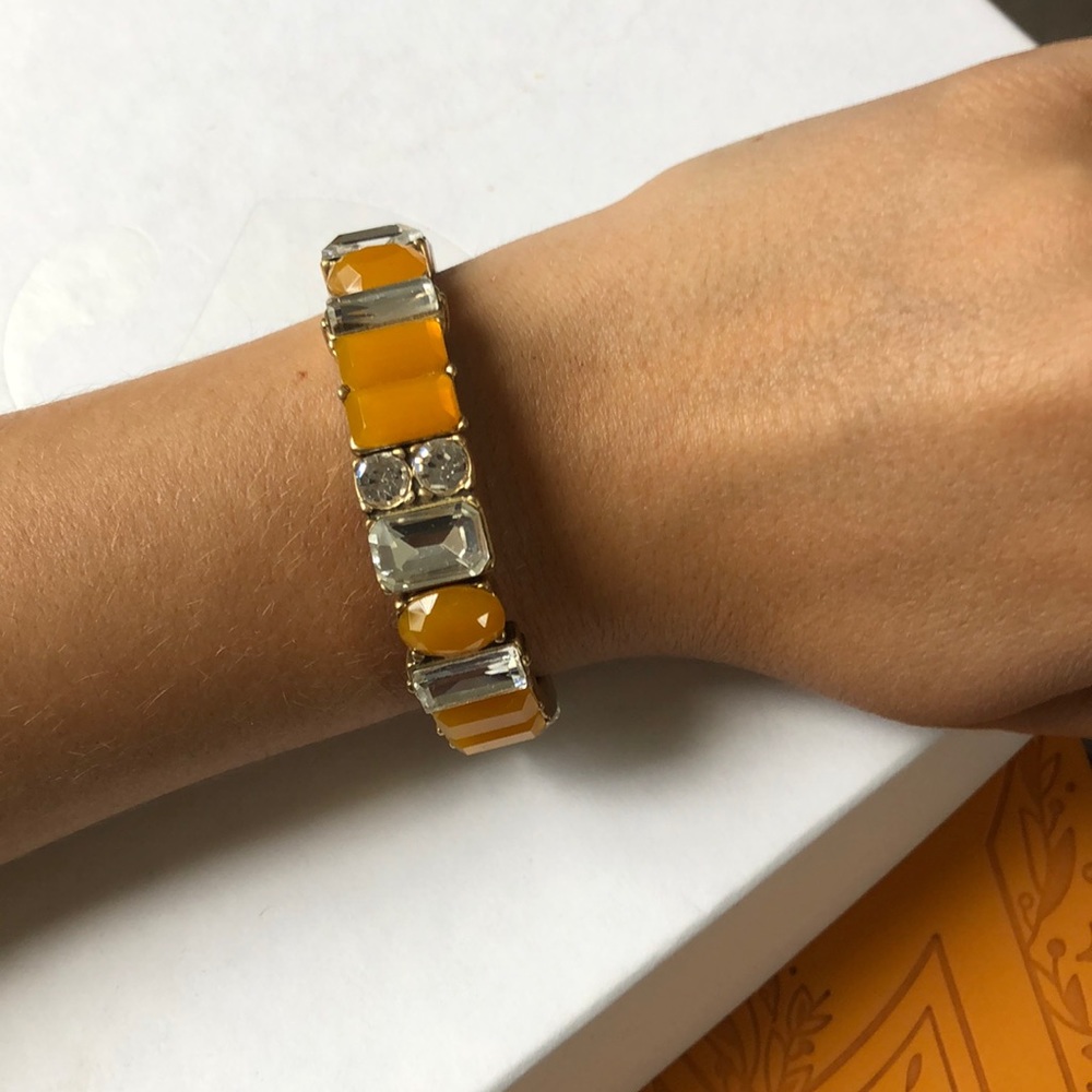 JCREW MUSTARD & RHINESTONE BRACELET (stretch fit)